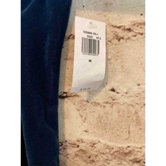 Old Navy Maxi Dress Womens Medium Teal Blue Velvet Side Slit Smocked‎ Stretch - Picture 9 of 15